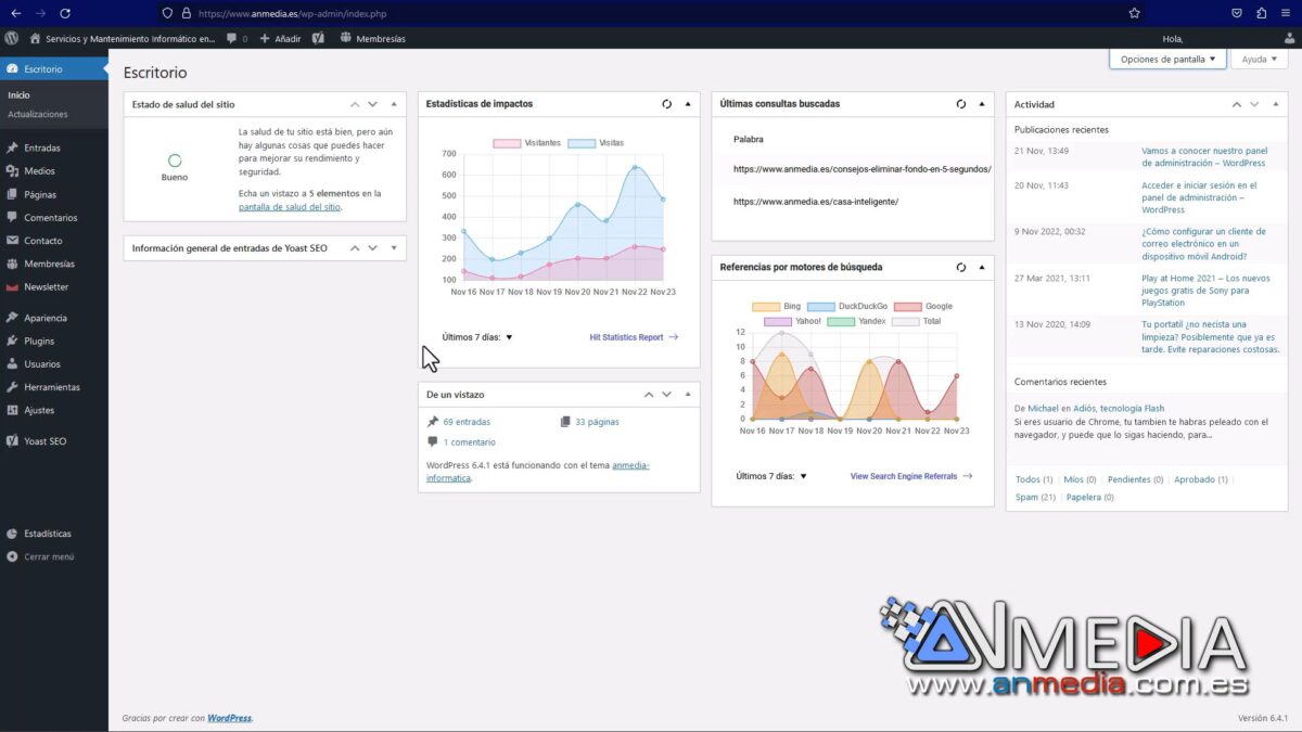 Vamos a conocer nuestro panel de administración – WordPress